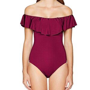 Trina Turk Off Shoulder Ruffle One Piece Swimsuit Women’s Size 2 NWT